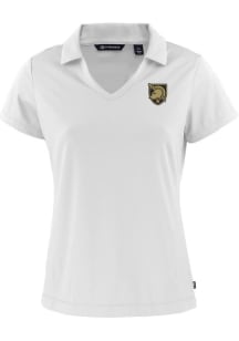 Cutter and Buck Army Black Knights Womens White Daybreak V Neck Short Sleeve Polo Shirt