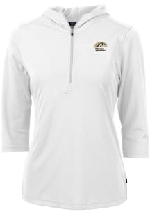 Womens Western Michigan Broncos White Cutter and Buck Virtue Eco Pique Hooded Sweatshirt