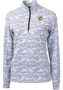 Womens Western Michigan Broncos Charcoal Cutter and Buck Traverse Camo Qtr Zip