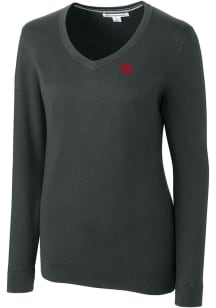 Cutter and Buck Nebraska Cornhuskers Womens Charcoal Lakemont Long Sleeve Sweater
