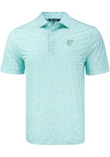 Cutter and Buck Baltimore Orioles Mens Green Mono Pike Flora Short Sleeve Polo