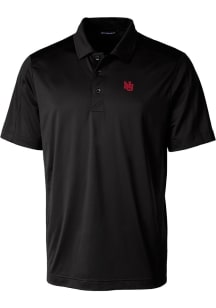 Mens Nebraska Cornhuskers Black Cutter and Buck Prospect Short Sleeve Polo Shirt
