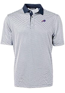 Cutter and Buck Buffalo Bills Mens Navy Blue Logo Virtue Eco Pique Micro Stripe Short Sleeve Polo