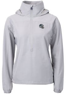 Cutter and Buck Carolina Panthers Womens Grey Helmet Charter Eco Long Sleeve Pullover