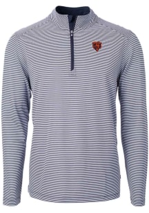 Cutter and Buck Chicago Bears Mens Navy Blue Historic Virtue Eco Pique Micro Stripe Long Sleeve ..