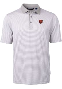 Cutter and Buck Chicago Bears Mens Grey Historic Virtue Eco Pique Micro Stripe Short Sleeve Polo