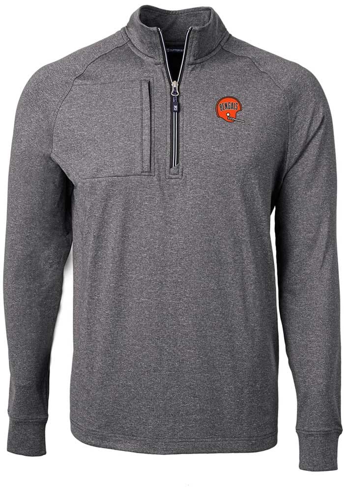 Cutter and Buck Cincinnati Bengals Mens Historic Adapt Eco Long Sleeve Qtr Zip Pullover