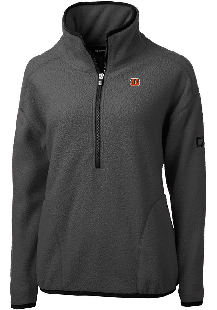 Cutter and Buck Cincinnati Bengals Womens Grey Logo Cascade Sherpa Qtr Zip