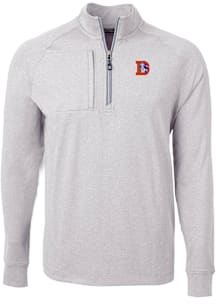 Cutter and Buck Denver Broncos Mens Grey Historic Adapt Eco Knit Big and Tall Qtr Zip