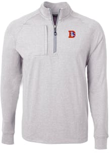 Cutter and Buck Denver Broncos Mens Grey Historic Adapt Eco Long Sleeve Qtr Zip Pullover