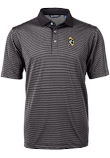 Cutter and Buck Green Bay Packers Black Historic Virtue Eco Pique Micro Stripe Big and Tall Polo