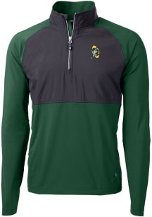 Cutter and Buck Green Bay Packers Mens Green Historic Adapt Eco Hybrid Long Sleeve Qtr Zip Pullo..