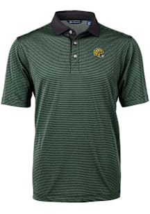 Cutter and Buck Green Bay Packers Mens Green Helmet Virtue Eco Pique Micro Stripe Short Sleeve Pol..