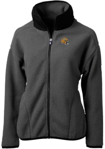 Cutter and Buck Green Bay Packers Womens Grey Helmet Cascade Sherpa Long Sleeve Full Zip Jacket