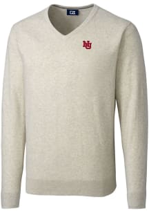 Mens Nebraska Cornhuskers Oatmeal Cutter and Buck Vault Lakemont Long Sleeve Sweater
