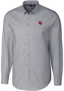 Mens Nebraska Cornhuskers Charcoal Cutter and Buck Vault Stretch Oxford Long Sleeve Dress Shirt