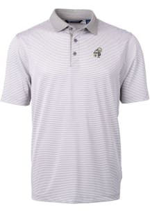 Cutter and Buck New Orleans Saints Mens Grey Historic Virtue Eco Pique Micro Stripe Short Sleeve P..