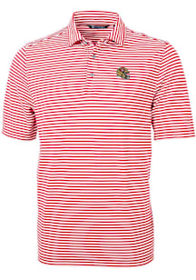 Cutter and Buck San Francisco 49ers Mens Red Helmet Virtue Eco Pique Stripe Short Sleeve Polo