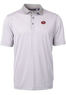 Cutter and Buck San Francisco 49ers Mens Grey Historic Virtue Eco Pique Micro Stripe Short Sleeve..