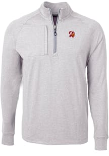 Cutter and Buck Tampa Bay Buccaneers Mens Grey Historic Adapt Eco Knit Big and Tall Qtr Zip