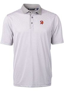 Cutter and Buck Tampa Bay Buccaneers Mens Grey Historic Virtue Eco Pique Micro Stripe Short Sleeve..