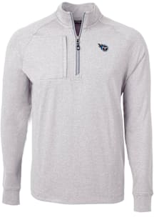 Cutter and Buck Tennessee Titans Mens Grey Logo Adapt Eco Knit Big and Tall Qtr Zip