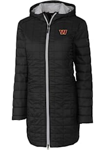 Cutter and Buck Washington Commanders Womens Black Logo Rainier PrimaLoft Long Filled Jacket