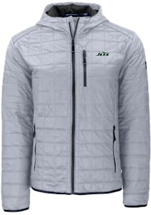 Cutter and Buck New York Jets Mens Grey Rainier PrimaLoft Hooded Filled Jacket