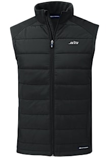 Cutter and Buck New York Jets Mens Black Mono Evoke Sleeveless Jacket