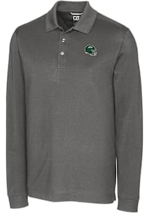 Cutter and Buck New York Jets Grey Helmet Advantage Pique Long Sleeve Big and Tall Polo