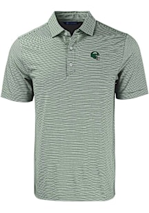 Cutter and Buck New York Jets Mens Green Helmet Forge Double Stripe Short Sleeve Polo