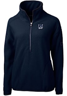 Cutter and Buck New Hampshire Wildcats Womens Navy Blue Cascade Sherpa Qtr Zip