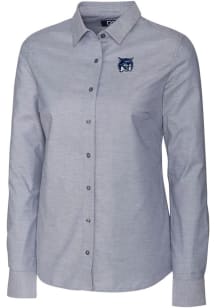 Cutter and Buck New Hampshire Wildcats Womens Stretch Oxford Long Sleeve Charcoal Dress Shirt
