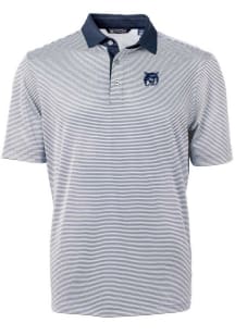Cutter and Buck New Hampshire Wildcats Mens Navy Blue Vault Virtue Eco Pique Micro Stripe Short ..