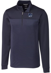 Cutter and Buck New Hampshire Wildcats Mens Navy Blue Traverse Long Sleeve 1/4 Zip Pullover