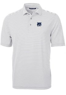 Cutter and Buck New Hampshire Wildcats Mens Grey Vault Virtue Eco Pique Stripe Short Sleeve Polo