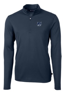 Cutter and Buck New Hampshire Wildcats Mens Navy Blue Virtue Eco Pique Long Sleeve 1/4 Zip Pullo..