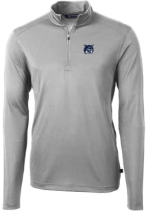 Cutter and Buck New Hampshire Wildcats Mens Grey Vault Virtue Eco Pique Long Sleeve 1/4 Zip Pull..