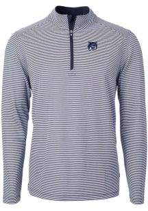 Cutter and Buck New Hampshire Wildcats Mens Navy Blue Virtue Eco Pique Long Sleeve 1/4 Zip Pullo..
