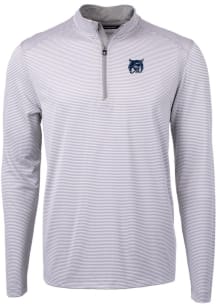 Cutter and Buck New Hampshire Wildcats Mens Grey Virtue Eco Pique Long Sleeve 1/4 Zip Pullover