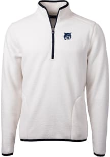 Cutter and Buck New Hampshire Wildcats Mens White Cascade Sherpa Long Sleeve 1/4 Zip Pullover