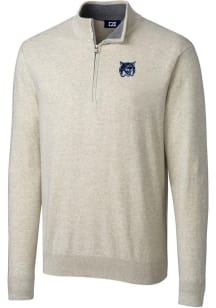 Cutter and Buck New Hampshire Wildcats Mens Oatmeal Lakemont Long Sleeve 1/4 Zip Pullover