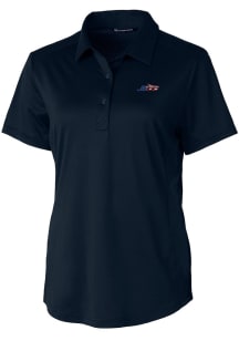 Cutter and Buck New York Jets Womens Navy Blue Americana Prospect Short Sleeve Polo Shirt