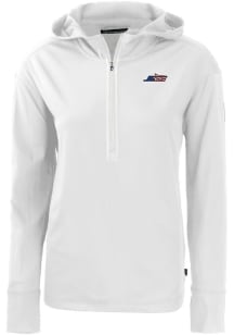 Cutter and Buck New York Jets Womens White Americana Daybreak Hood Qtr Zip