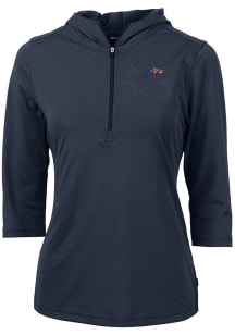 Cutter and Buck New York Jets Womens Navy Blue Americana Virtue Eco Pique Hooded Sweatshirt