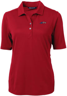 Cutter and Buck New York Jets Womens Cardinal Americana Virtue Eco Pique Short Sleeve Polo Shirt