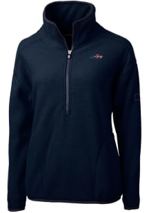 Cutter and Buck New York Jets Womens Navy Blue Americana Cascade Sherpa Qtr Zip