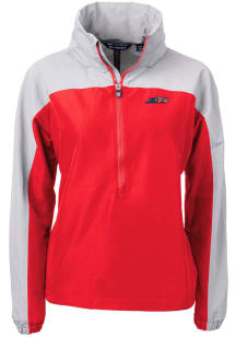 Cutter and Buck New York Jets Womens Red Americana Charter Eco Long Sleeve Pullover