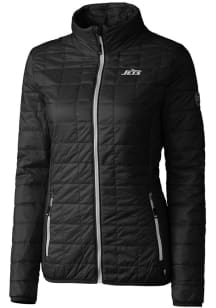 Cutter and Buck New York Jets Womens Black Mono Rainier PrimaLoft Filled Jacket