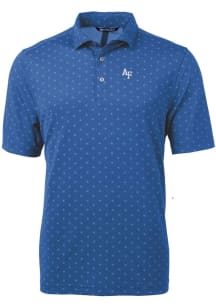 Cutter and Buck Air Force Falcons Mens Blue Virtue Eco Pique Tile Short Sleeve Polo